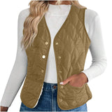 Women's Warm Vest Lightweight Slim Short Single-Breasted Cold-Proof Vests Winter Outdoor Sports Hiking Vests with Pockets
