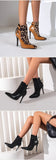 Large Size 34-48 Suede Leather Patchwork Women's Leather Boots Sexy Leopard Print Lace Fashionable Personalized Women's Boots