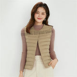 Women Sleeveless Puffer Vest Women's Ultra Light Down Vest Women Two Ways Waistcoat Portable Warm Sleeveless Winter Liner