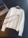 Autumn Winter 2026 Soft Elegant O-neck Loose Casual Sweaters Women Knitted Chic Embroidery Cardigan Basic Colorful Buttons Tops