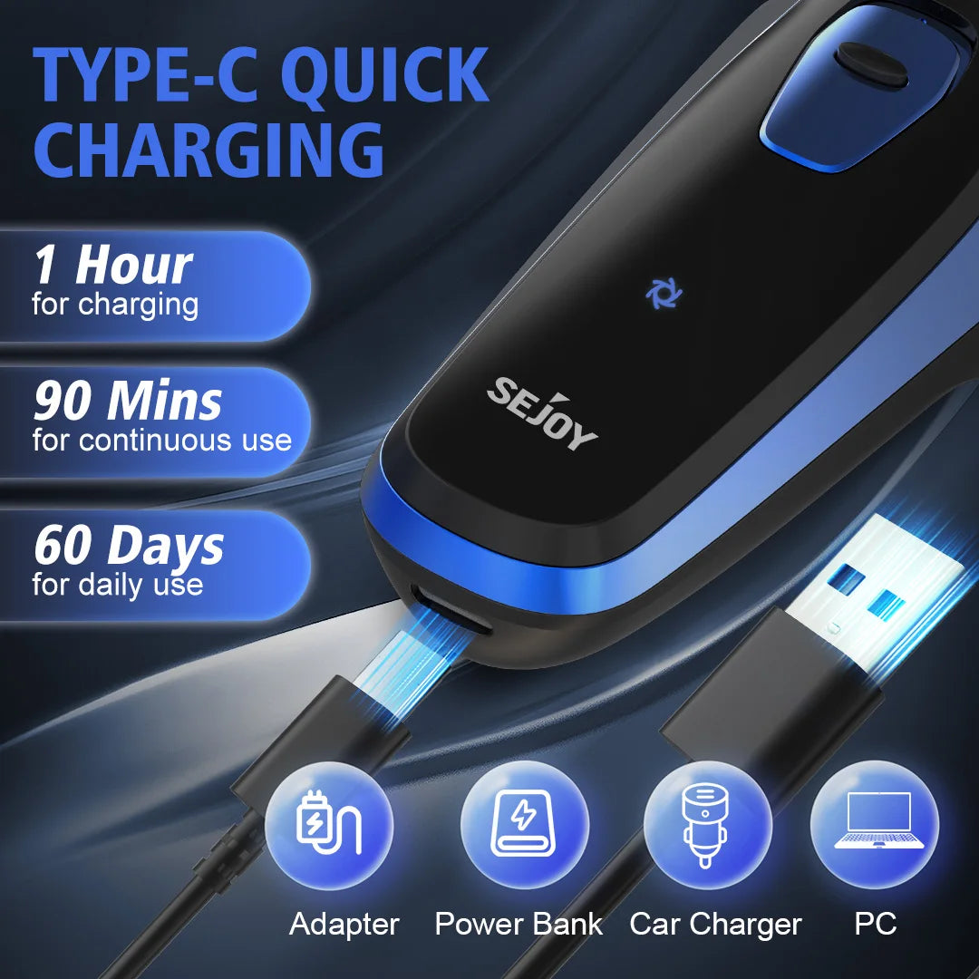 Electric Razor for Men Cordless,Men's Electric Shaver,,Pop-up Trimmer,Wet or Dry Rotary Shaver for Men for Travel,USB Fast Charging