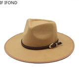 2024 Fashion Women Winter Wool Fedora Hat Men Simple Wide Brim Vintage Felt Jazz Hats New Top Trilby Cap