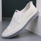 Men's Genuine Leather Sandals Men Summer Hollow Breathable Leather Shoes Mens Casual Soft Comfortable Flats EU Sizes 38-48