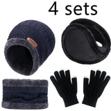 Winter Hat for Men Women Beanie Hats Scarf Glove Earmuff Set Thick Warm Slouchy Beanies Hat for Boy Girl Cap