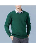 Soft Cashmere Sweater Men's Clothing Autumn Winter Pullover Business Casual Bottom V-neck Knitted Woolen Slim Fit Knitwear Male