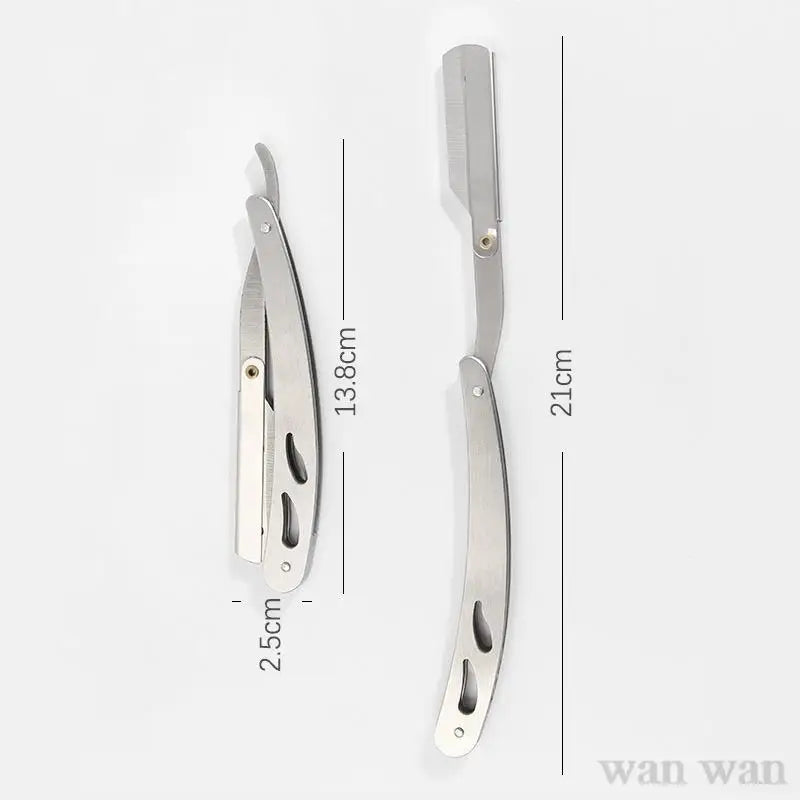 Stainless Steel Razor Holder Golden Men's Manual Folding Straight Edge Shaver Barber Shop Beard Trimmer With Shaving Blade Y1003