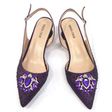 Venus Chan Royal Blue Sandals for Women 2024 Luxury Wedding Pumps Med Heels Rhinestone Design Party Shoes and Bags Set
