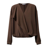 Amii 2026 Autumn Women Blouse Reversible V Neck Wrap Cowl Neck Long Sleeve Chiffon Blouses Woman Loose Casual Shirts 12643013