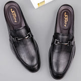 Genuine Leather Mules For Men Half Shoes Man Luxury Brand Designer Men's Luxury Casual Shoes Slip On Footwear Slippers Male