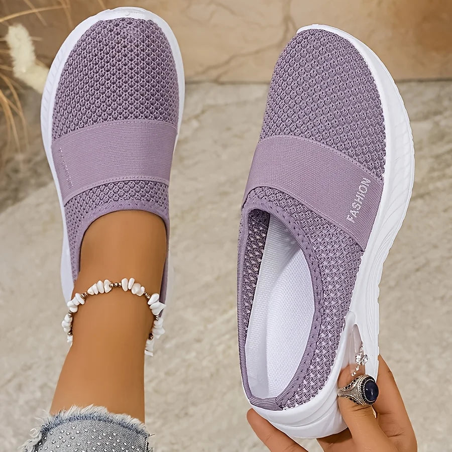 Women's Casual Slip-On Sneakers Breathable Fabric Lightweight PVC Sole Machine Washable Cleanable All-Season Comfort Shoes