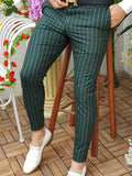 Men's Straight-Leg Casual Trousers—Versatile and Stylish; Slim-Fit Striped Dress Pants for a Polished Business Look.