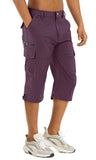Men's Cargo Work Shorts Quick Dry 3/4 Length Capri Pants Multi-pockets Knee Length Trousers Summer Board Beach Shorts