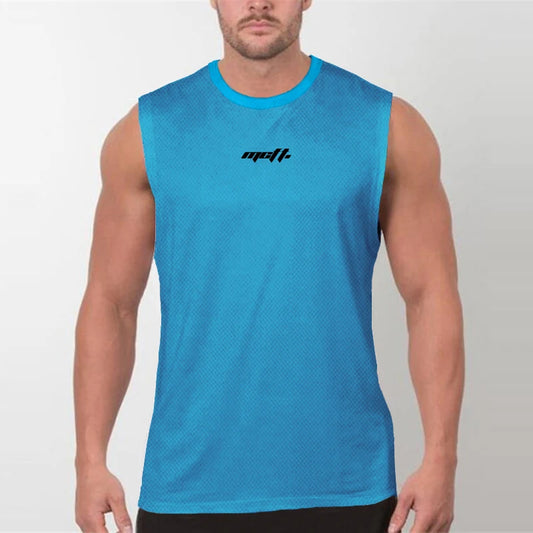 Men's Fitness Tank Tops Europe United States Fashion Brand Round Neck Sports Sleeveless T-shirt Summer Men Mesh Running Vests