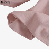 ZANZEA Elegant Solid Blouse Women Long Sleeve O Neck OL Work Shirt Spring Autumn Fashion Tunic Tops Blusas Female Loose Chemise