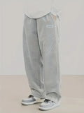 Autumn Mens Corduroy Casual Pants Fashion Loose Fit Pants Straight Sweatpants Elastic Waist Drawstring Outdoor Streetwear