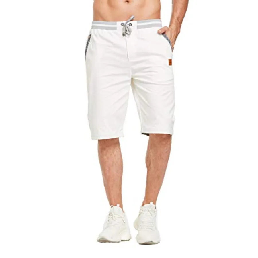 Men's Shorts Casual Classic Fit Drawstring Summer Beach Shorts with Elastic Waist and Pockets