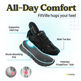 FitVille Men's Walking Shoes Extra Wide Lightweight Sneakers for Flat Feet Arch Fit Heel Pain Relief Non-Slip Running Shoes