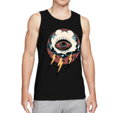 Men's Cool Dragon Head Tank Top, Y2K Grunge Aesthetic Black Sleeveless Shirt, Edgy Flame Monster Graphic Gym Vest, Summer Casual Muscle Tee
