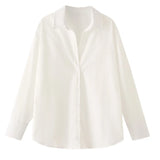 HXAO 2025 Woman Blouses Long Stripe Shirts Women Spring Summer Long Sleeve Blue White Shirt Woman Large Tops Button Up Shirts