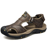 Summer Sandals Leather Outdoor Men's Beach Shoes Luxury Breathable Casual Sandal Man Wading Shoes Non-slip Wide lining Slippers