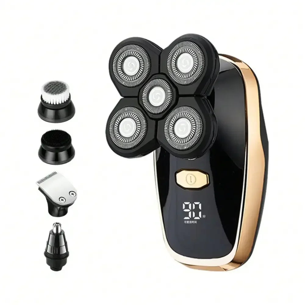 Five-Knife-Headed Bald Artifact, Full-Body Water-Washed Electric Razor, Self-Scraping To Remove Hand Residues, Quick Shaving Without Stubble, For Men