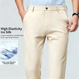 Mens Stretch Straight Leg Business Dress Pants Casual Wrinkle Resistant Drape Trousers for Meeting Occasions