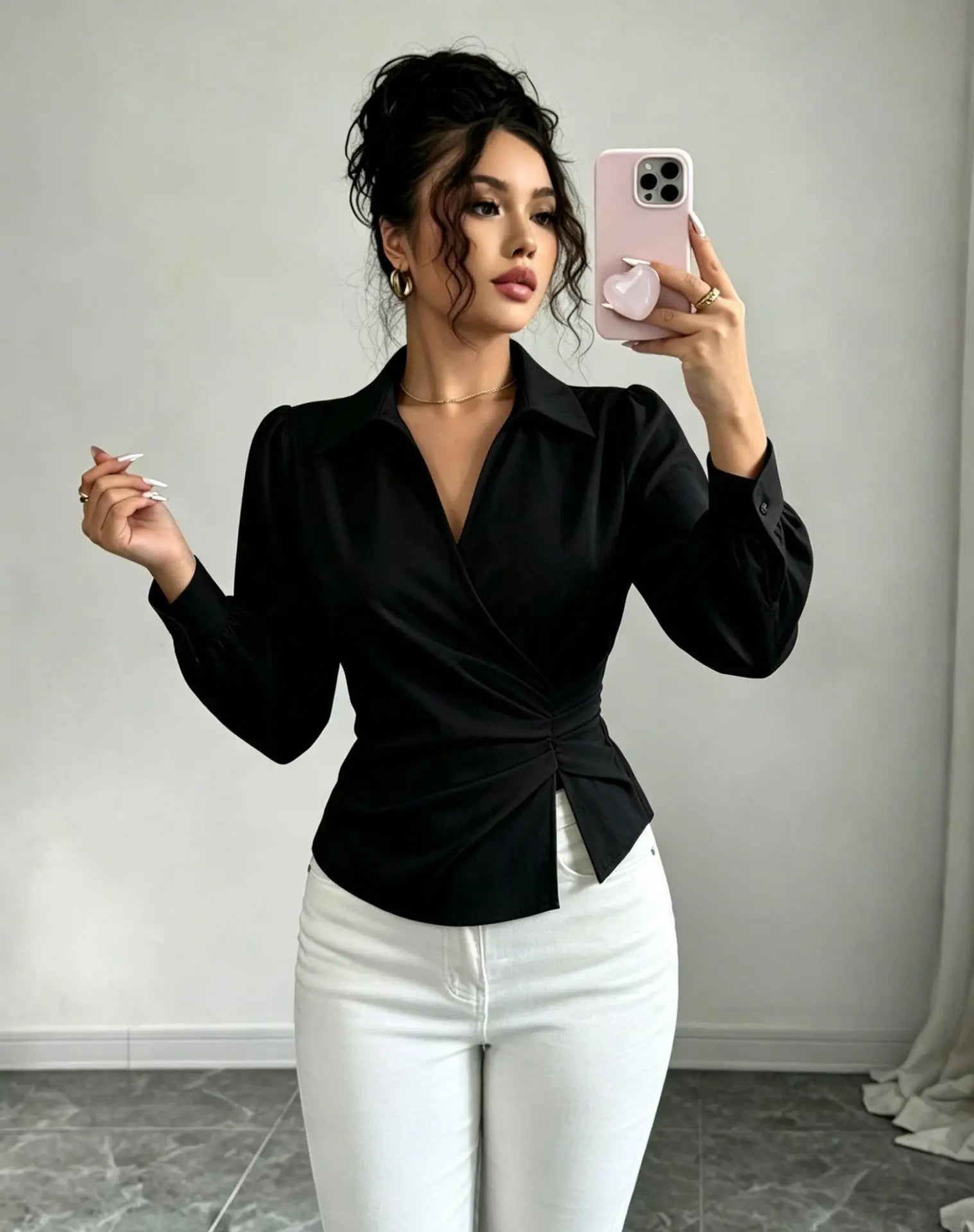 Fashion women Blouses and Shirts White Long Sleeve Blouse 2026 New Spring Autumn Basic Tops Chic Women's Shirt for Women office