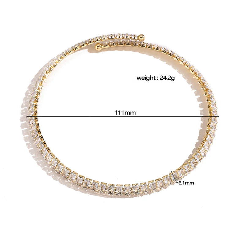 18K Gold Plated Brass Cubic Zirconia Necklace Ice Crystal Transparent Luxury Elegant Fashion Jewelry Gift For Women