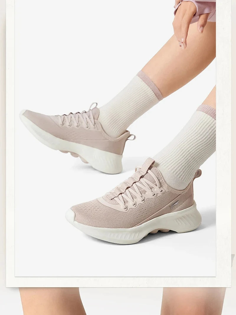 Li-Ning Women's SOFT ESSENTIAL V2 Slip-on Casual Walking Shoes Cushion Flexible LiNing Comfortable Sports Sneakers AGLV022