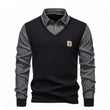 US Size Men's Polo Neck Pullover Autumn Winter Sweaters Striped Causal Shirts Pullover Sweaters New Jersey Knitwear