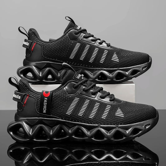 2026 New Unisex Striped Cut-out Sneakers, Breathable Mesh, Non-slip, Shock-absorbing Thick Sole, Stylish and Classic, Versatile for Fashion, Outdoor Jogging, Street Casual Sports Sneakers, Running Shoes