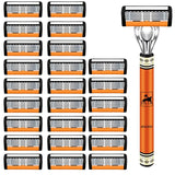 6-Layers Safety Razor Set High Quality Men Shaving Razor Sharp Stainless Steel Changeable Shaver Head Blades