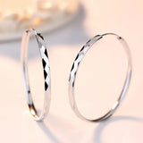 Fine 925 Sterling Silver Luxury 5CM Big Circle Hoop Earrings for Women Charms Original Designer Party Wedding Jewelry Gifts