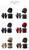 Men's Windproof Hat Outdoor Travel Leisure Winter Scarf Gloves Three-Piece Neck One Plus Cashmere Warm Winter Knitted Hat