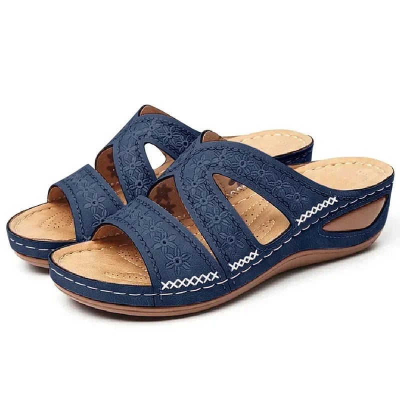 Summer 2025 women's sandals with exposed toes, retro anti slip leather casual women's fashionable versatile sandals
