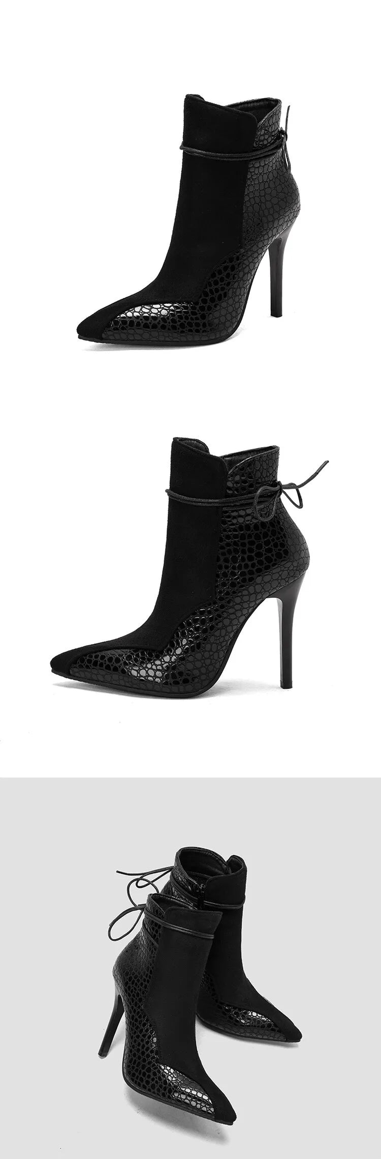 Large Size 34-48 Suede Leather Patchwork Women's Leather Boots Sexy Leopard Print Lace Fashionable Personalized Women's Boots