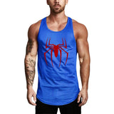Gym Bodybuilding Summer Absorb Sweat Shirts Mesh Breathable Quick Dry Sleeveless Vests Mens Workout Fitness Red Spider Tank Tops