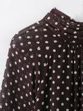 Women's Dots Printed Blouse Shirt Spring Autumn Fashion Long Sleeve Bow Lace-Up Blouse Shirt Lady Elegant High Street Blouses