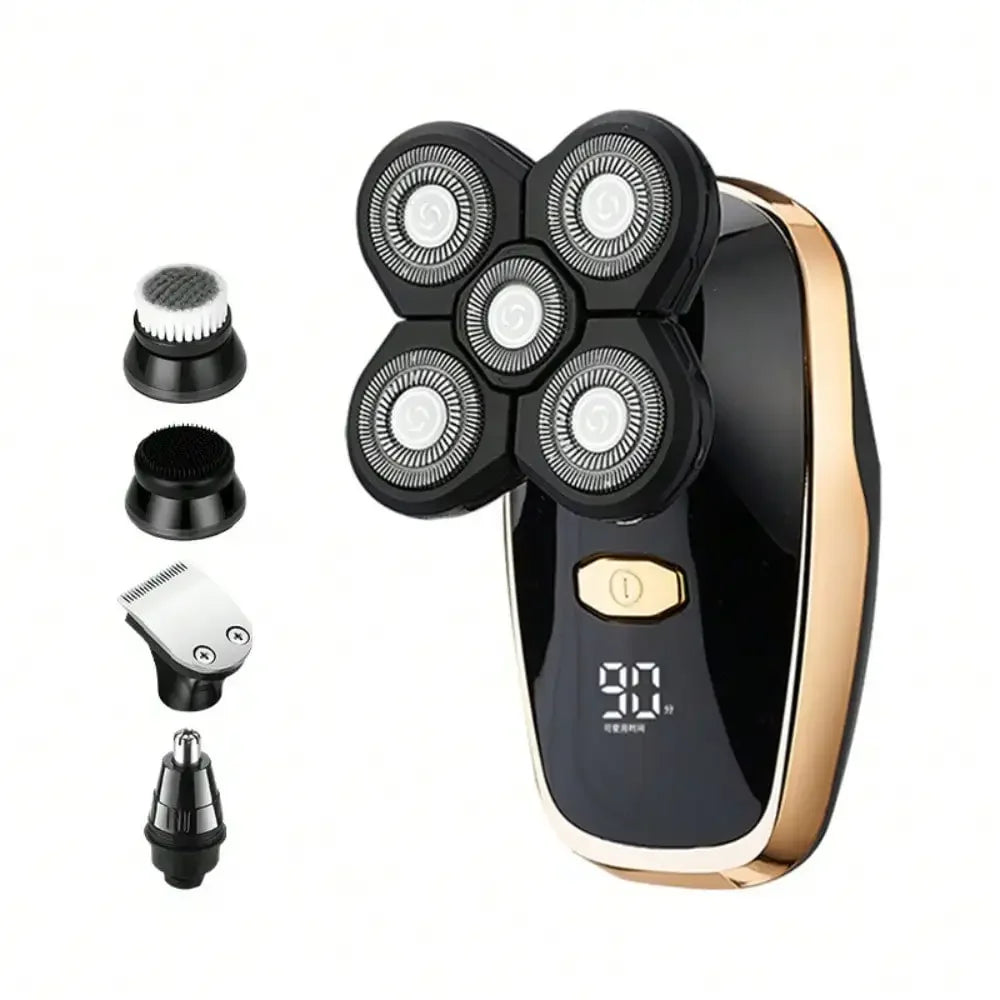 Five-Knife-Headed Bald Artifact, Full-Body Water-Washed Electric Razor, Self-Scraping To Remove Hand Residues, Quick Shaving Without Stubble, For Men