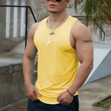 2025 Summer Men's tank top Casual Round Neck Mesh Undershirt Shirt Sports Fitness Tops Sleeveless Vest Quick Dry training vest