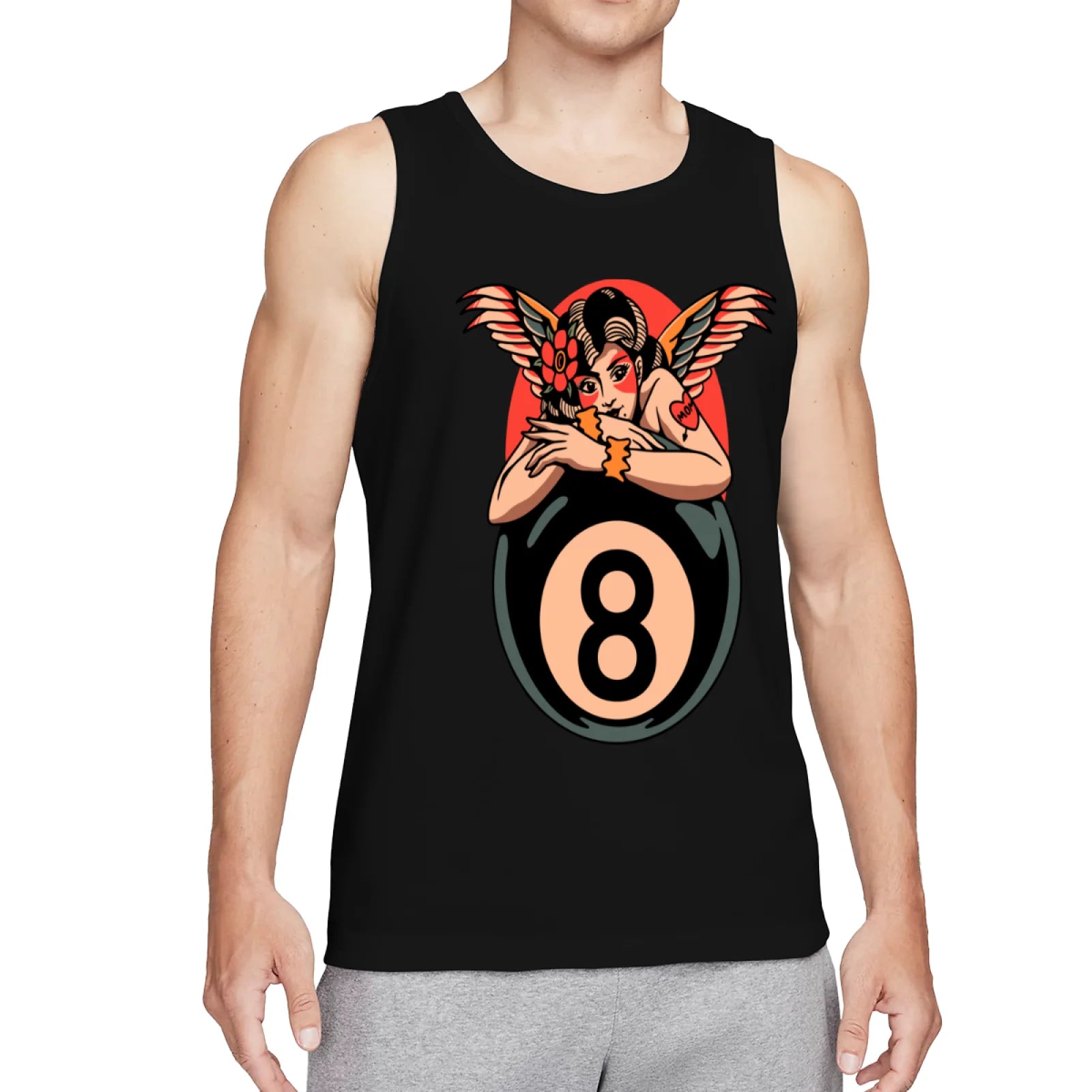 Men's Cool Dragon Head Tank Top, Y2K Grunge Aesthetic Black Sleeveless Shirt, Edgy Flame Monster Graphic Gym Vest, Summer Casual Muscle Tee