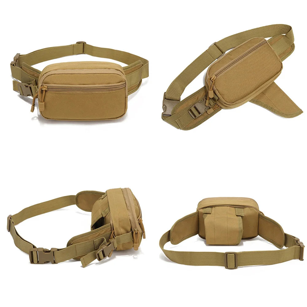 Outdoor MOLLE Tactical Waist Bag for Men Outdoor Multi Functional Nylon Sports Waist Bag for Hiking, Hunting, Running, Cycling, Assault Combat Waistpack