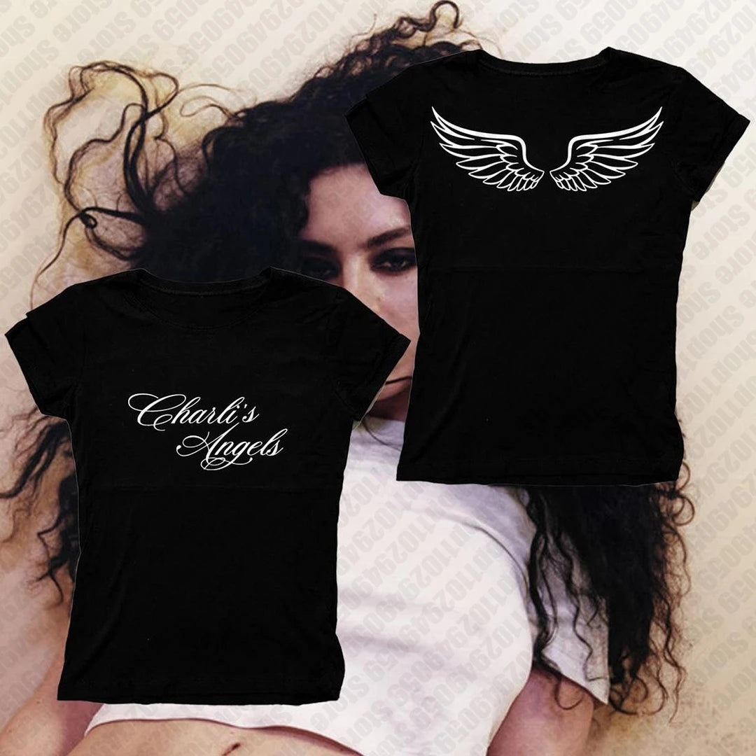 2000s Tops Aesthetic Y2k Style Vintage Short Sleeve Gothic Harajuku Print Punk Women's Streetwear Emo Girls Baby Tees T shirts