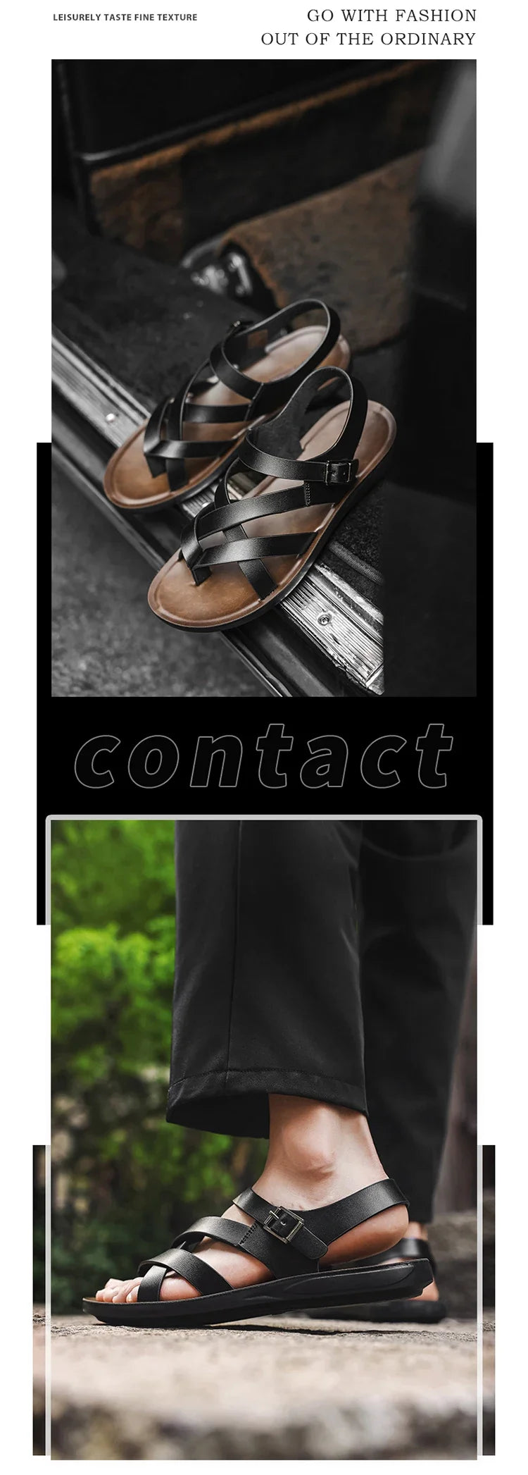 Fashion New Men Gladiators Black Buckle Strap Patent Leather Casual Shoes Summer Rome Breathable Beach Sandals Outdoor Slippers