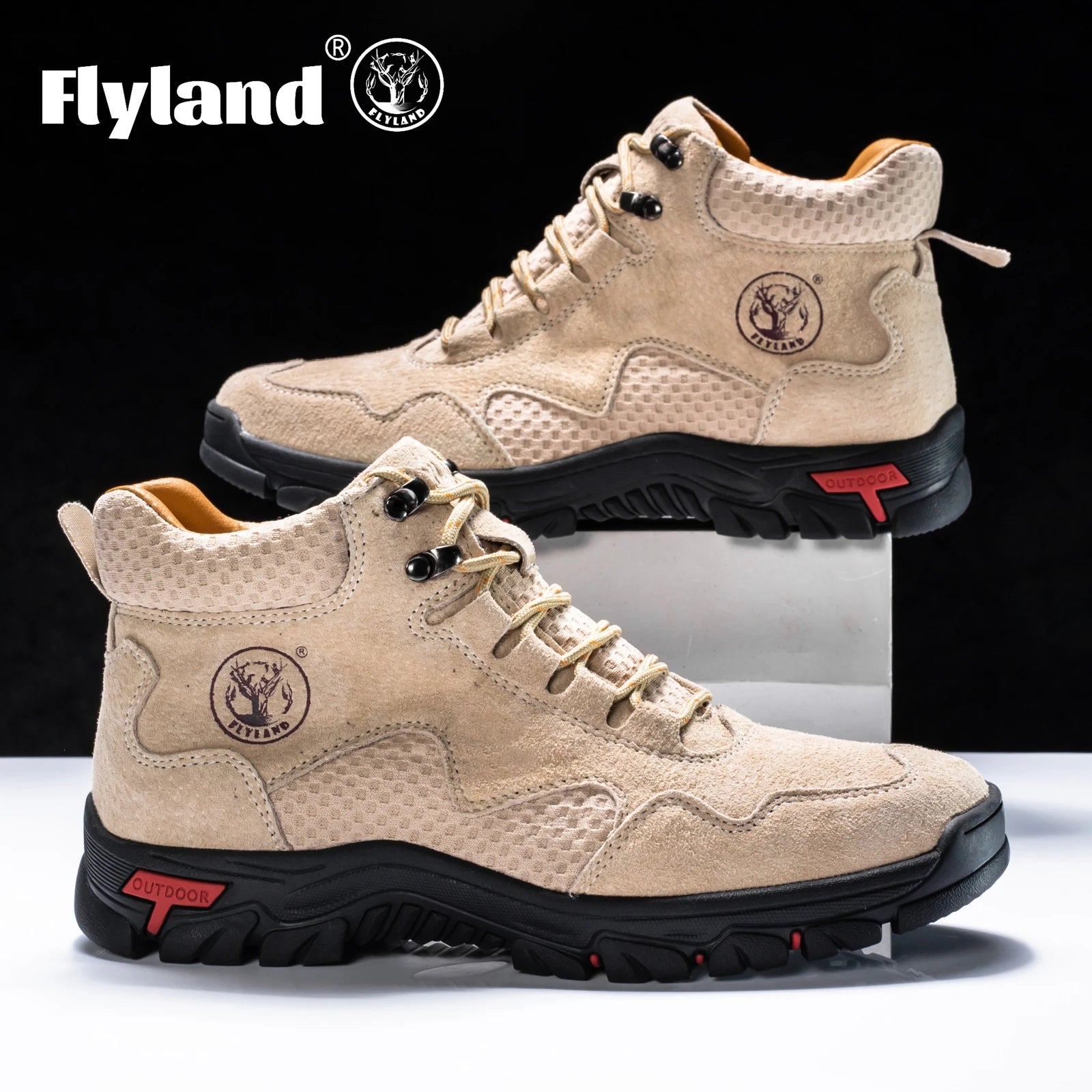 FLYLAND Men's Ankle Boots Casual Leather Shoes Fashion Vintage Hand Stitching Soft Business Handmade Shoes