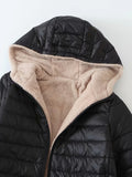 Autumn and Winter New Mid Autumn Long Hooded Cotton Jacket with Fleece for Warmth, Women's Coat