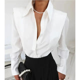 All Seasons New White Shirt Women's Fashion Elegant Casual Long Sleeve Shirt Tops Holiday Party Tops And Blouses Women Clothes