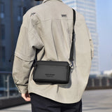 Fashionable Multi-Layer Shoulder Bag for Man,Hand-Held Casual Crossbody Bag, Suitable for Commuting, Daily Use,Black Business Travel Bag, Solid Color Minimalism Handbag