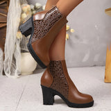 Women's New Ankle Boots 2025 Autumn Thick Heel High-heeled Short Boots with Zipper Splicing Plus Size Fashion Short Boots