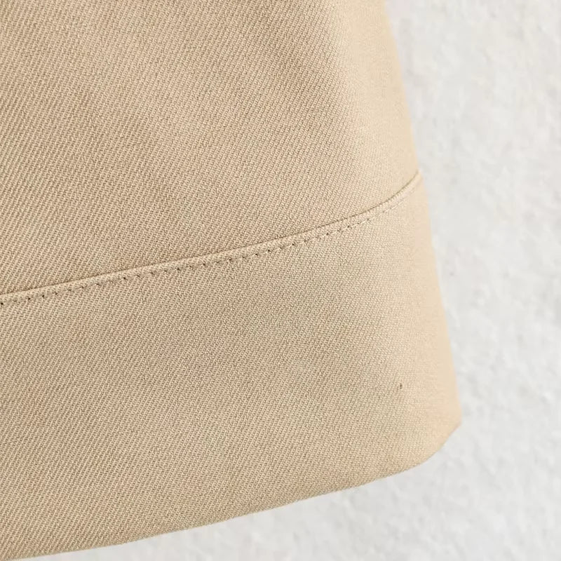 Women's Jackets Beige Black Zip Collar Crop Jacket Lapel Loose Streetwear Spring Autumn Chic Sports Outfits Short Coats 2026 New